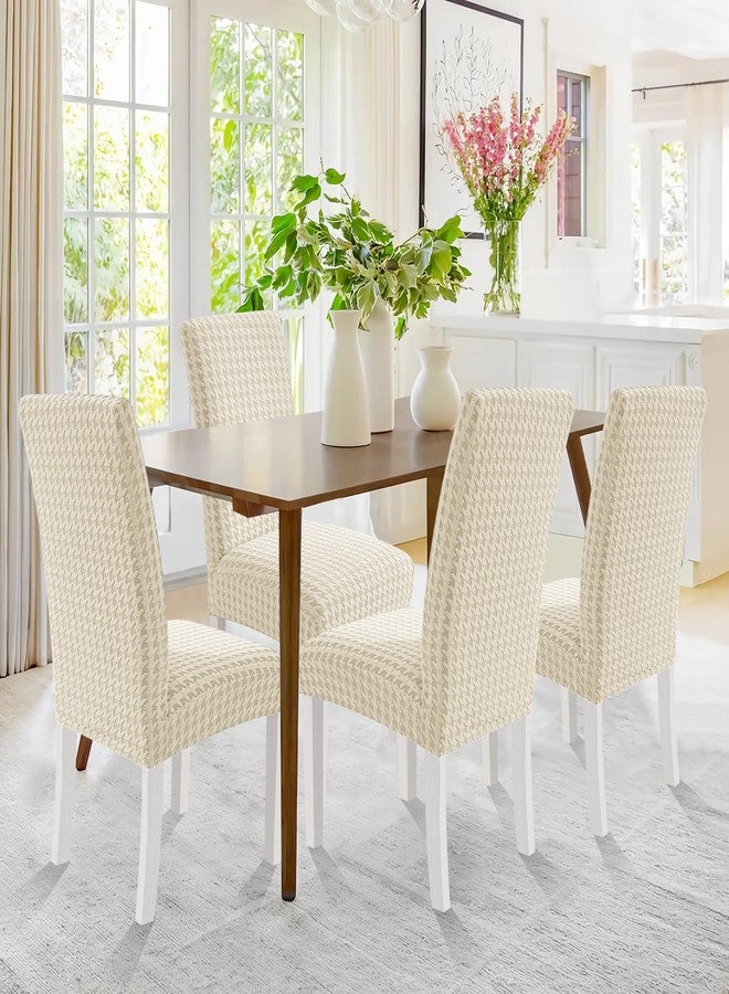 MAXIJIN Dining Chair Covers Set of 2, Stretch Kitchen Chair Covers for Dining Chairs, Removable Washable Parson Seat Slipcover for Home, Restaurant, Hotel, Banquet (Beige) - Image 2